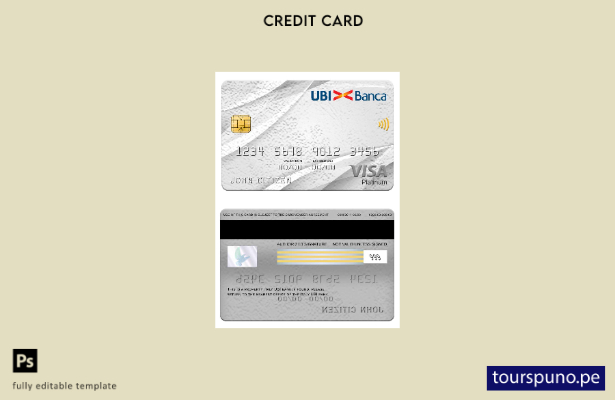listo para imprimir plantilla de tarjeta visa platino del banco UBI de Italia